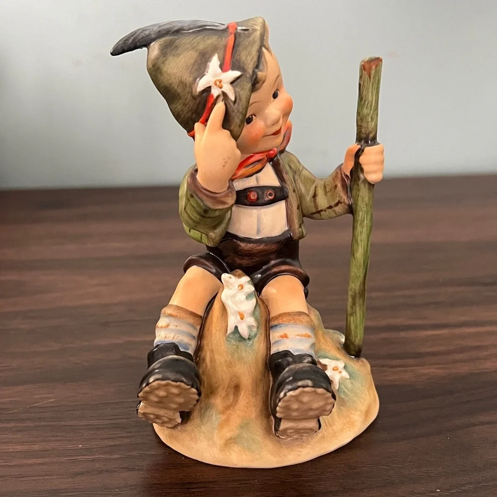 Charming Boy Figurine, mountaineer with Walking Stick